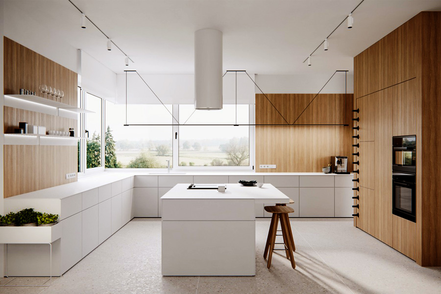 کابینت سفید و قهوه ای