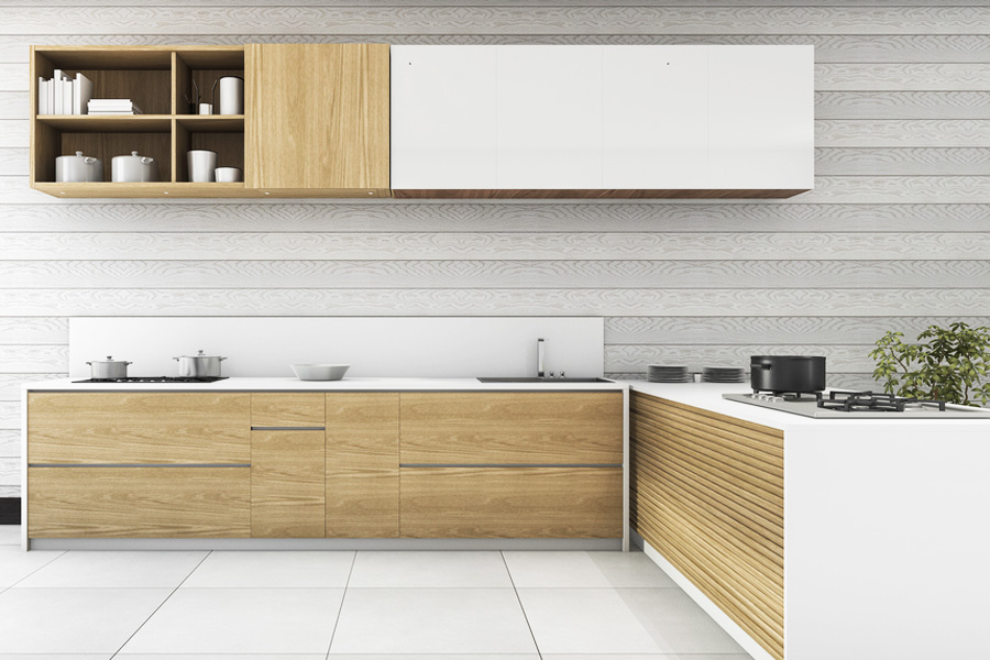 کابینت سفید و قهوه ای