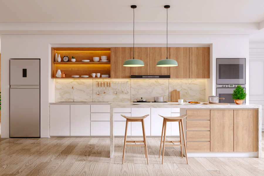 کابینت سفید و قهوه ای