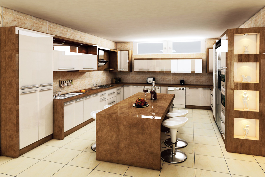 کابینت سفید و قهوه ای