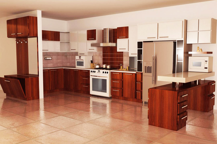 کابینت سفید و قهوه ای