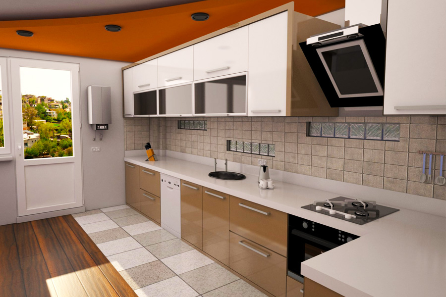 کابینت سفید و قهوه ای