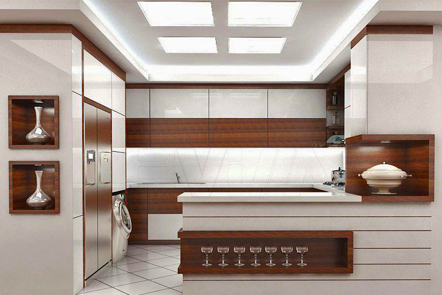 کابینت سفید و قهوه ای