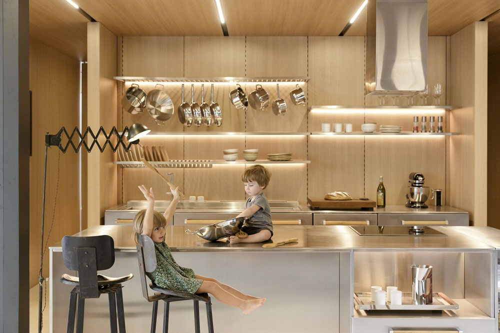 کابینت فلزی: روکش چوبی