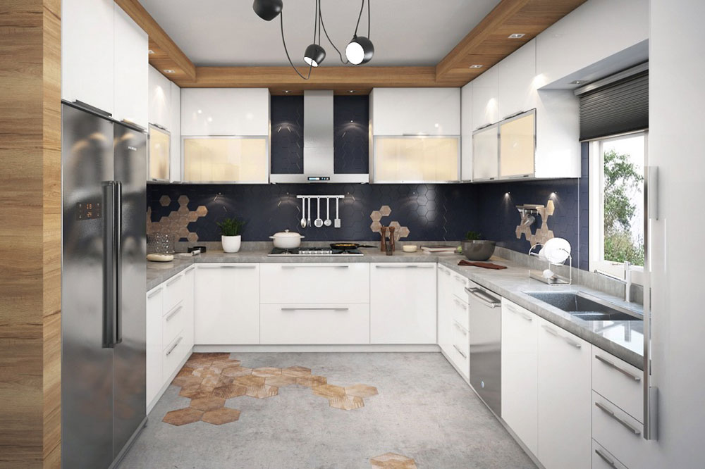 مدل کابینت برای آشپزخانه مستطیل: مدل U