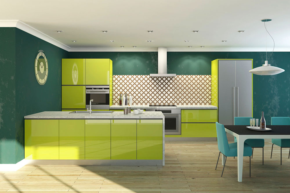کابینت های مدرن: ترکیب رنگی شاد و غیر خنثی