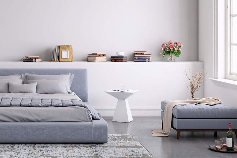 خاکستری کم رنگ برای رنگ اتاق خواب بزرگسال