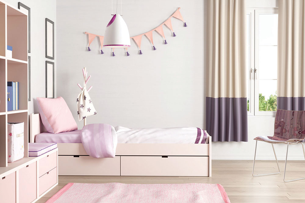 یک مدل تخت خواب یک نفره نوجوان با طرحی ساده و رنگی آرام!