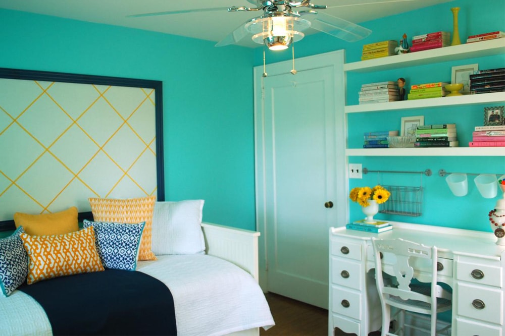 سبز فیروزه ای برای رنگ اتاق خواب بزرگسال