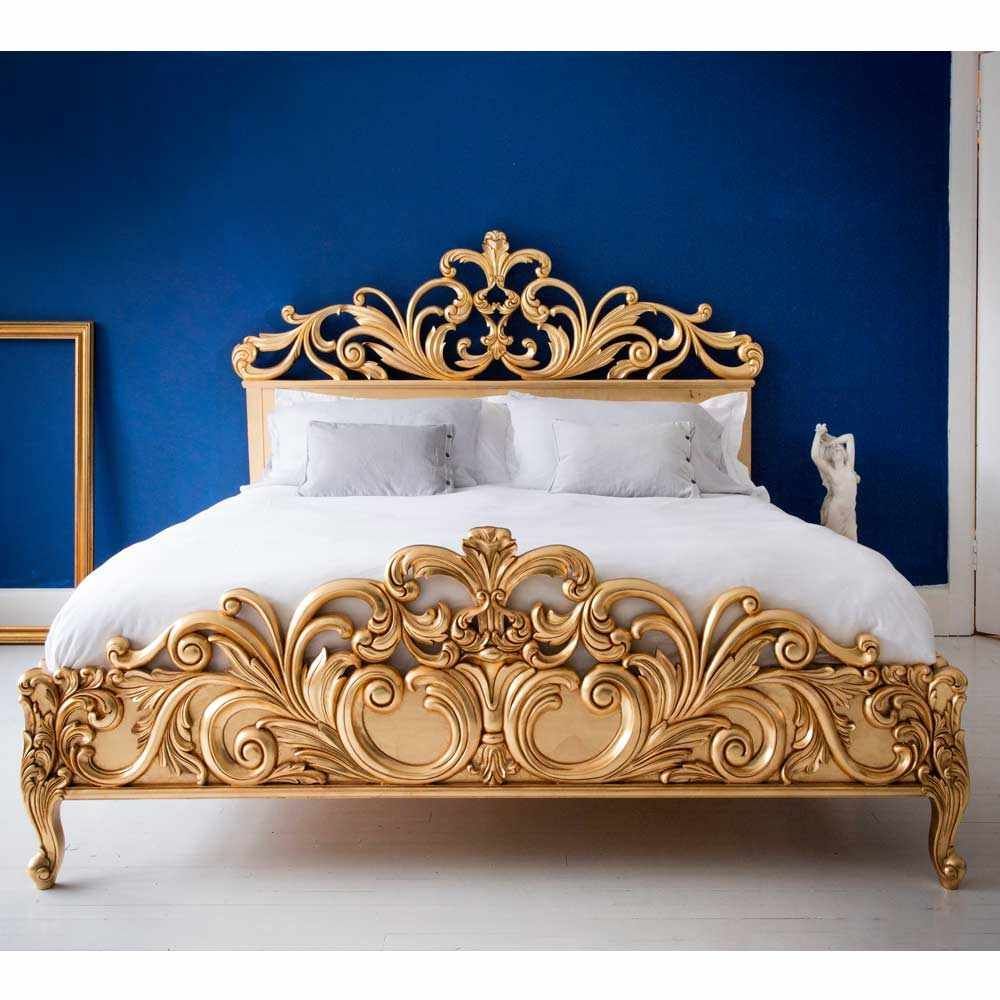 تخت خواب سفید طلایی