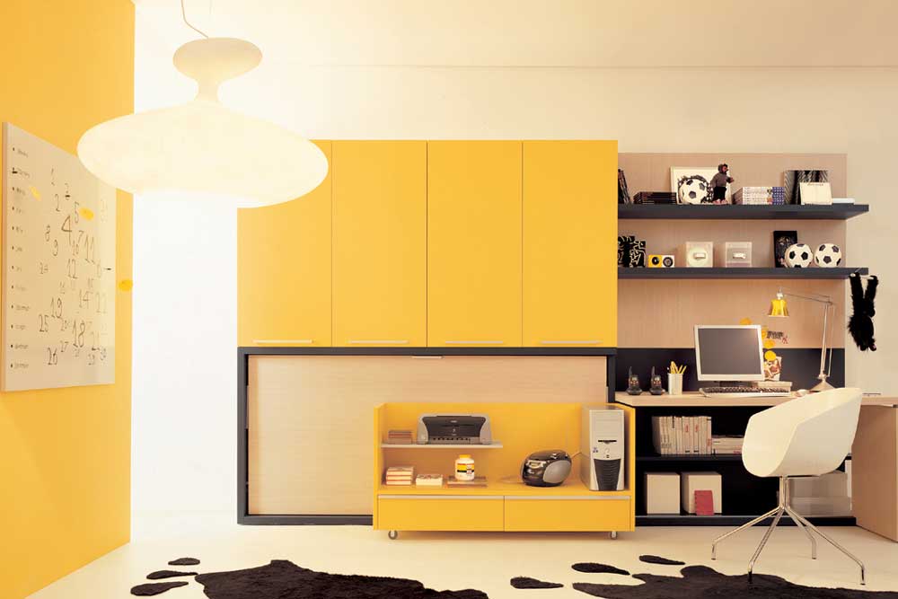 کمد اتاق نوجوان زرد مات