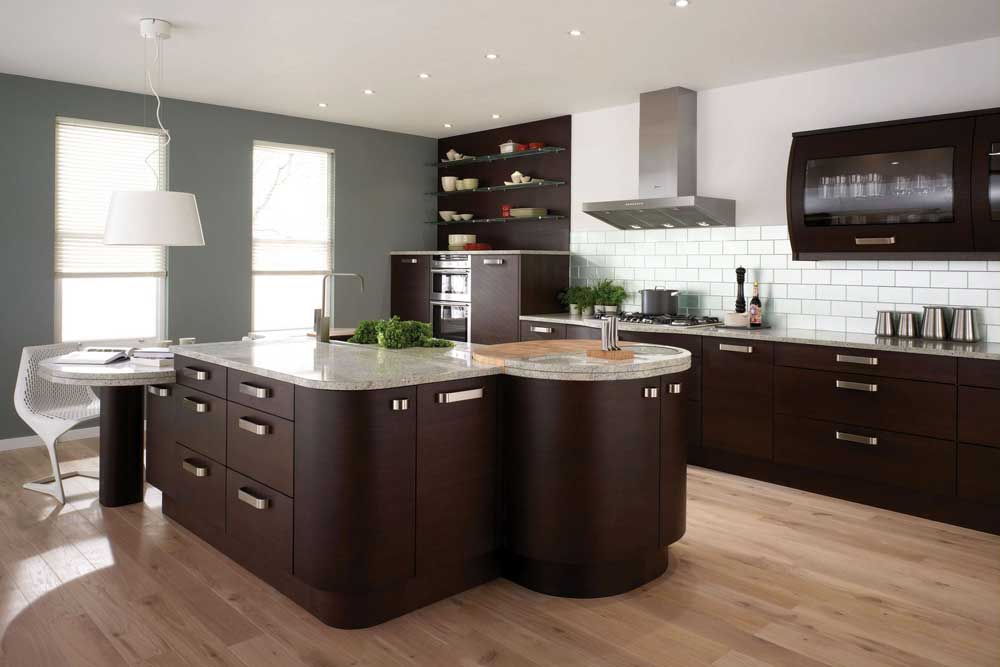 کابینت قهوه ای و سفید تیره