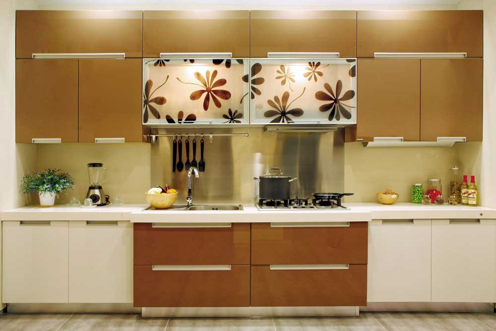 کابینت قهوه ای و سفید ترکیبی