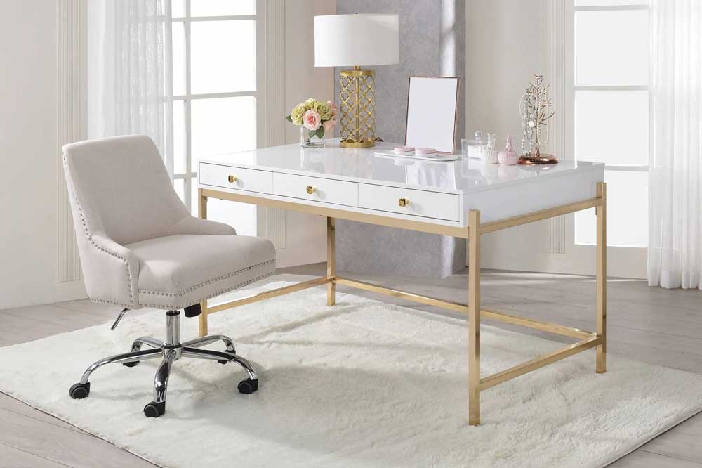 میز های گلاس سفید طلایی